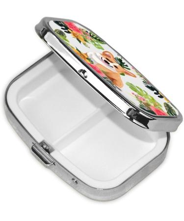 Shop Tropical Flower & Corgi Pill Case | Cute 2-Compartment Travel Organizer - Ideal for Pocket Gifts - Buy Online on GoSupps.com