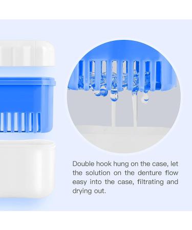 Denture Case Orthodontic Retainer Holder with Strainer & Lid (Blue) - Soaking Cup for Night Guard & Mouth Guard Cleaning - Buy Online on GoSupps.com