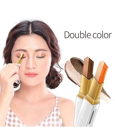 Gradient Double Eyeshadow Stick - Dual Color Shimmer Pen (Rose Gold + Golden Brown) | Long-Lasting Easy Application for International Shipping - Buy Online on GoSupps.com