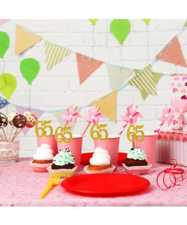 Donoter 50pcs 65th Cupcake Toppers Gold Glitter Number 65 Cake Picks for Birthday Anniversary Party Decoration - Buy Online on GoSupps.com