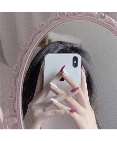 Buy Sethain Matt Oval False Nails Tips - Pink & White Long Press-On Nails | 24 Complete Cover Nail Set for Women & Girls - International Shipping Available - Buy Online on GoSupps.com