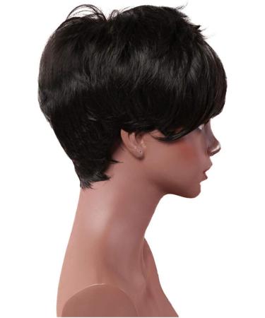 CAIHUASHOPING 10-Inch Women's Black High-Temperature Fiber Short Hair Toupee - Natural Synthetic Wigs for Daily and Party Wear - Buy Online on GoSupps.com