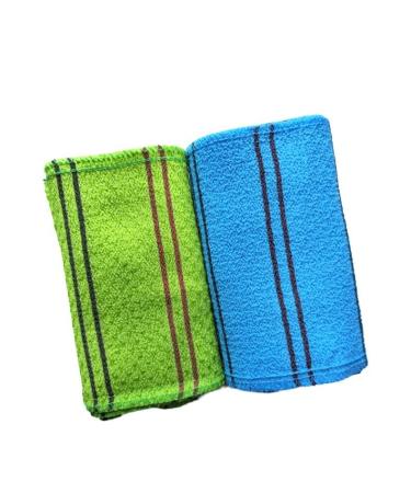 LUUUVMOI 10Pcs Large Korean Exfoliating Shower Towel Gloves Scrub Wash Clothes with Two Levels (5 Blue Strong + 5 Green Medium)