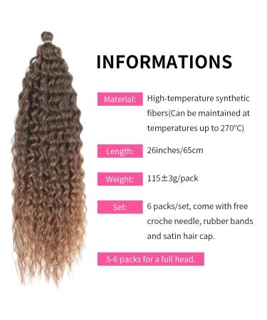 Deep Twist Crochet Hair Bundles - 26 Inch Synthetic Kinky Curl Extensions - Ombre Waterwell Twist Braids T27# - 3 Packs for Stunning Hairstyles - Buy Online on GoSupps.com