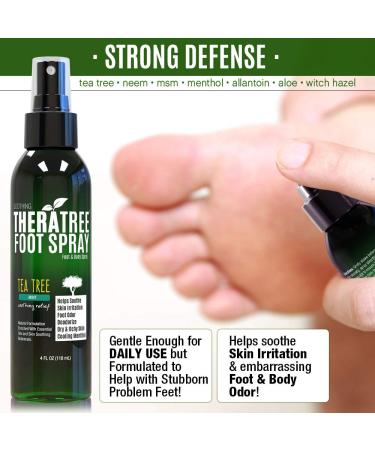 TheraTree Foot Spray with Tea Tree, Neem, MSM & Menthol - Ideal for Shoe & Foot Odor, Skin Irritation Relief - Perfect for Athletes - Buy Online on GoSupps.com