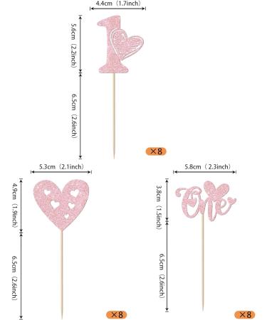 Rsstarxi 24 Pack Happy Valentine's Day 1st Birthday Cupcake Toppers Glitter Valentines Heart One Cupcake Picks for Valentine's Day Baby Shower First Birthday Party Cake Decorations Pink Design 19 Pink - Buy Online on GoSupps.com