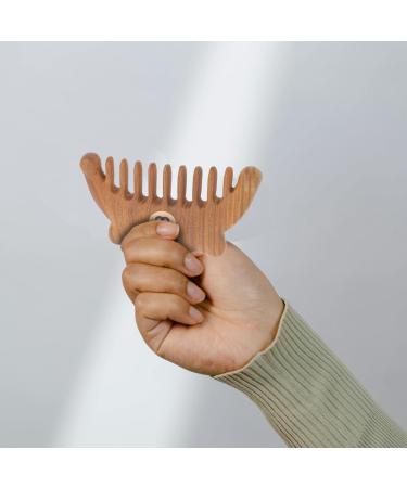 Beavorty Natural Green Sandalwood Wide Tooth Scalp Comb - Head Massage Tool for Women | Premium Wood Hair Comb for Scalp Massage - Buy Online on GoSupps.com