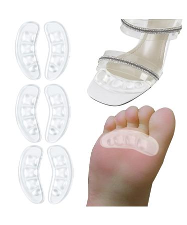 GQTJP Metatarsal Pads,Ball of Foot Cushions for High Heels,Non-Slip Comfortable Foot Pads to Relief Pains All Day,Toe Cushions Pads for Forefoot ( Transparent - 3 Pairs ) Transparent 3 Pairs