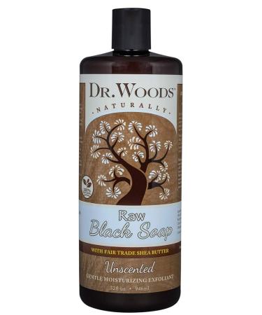 Dr. Woods Raw Moisturizing Black Unscented Soap with Organic Shea Butter, 32 Ounce
