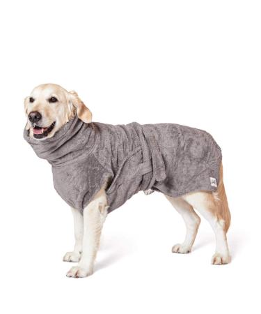 Lill's dog wadder 100% organic cotton bathrobe dog extra absorbent stone gray (gray) (L: 60 cm back length) L: 60 cm back length stone gray (gray)