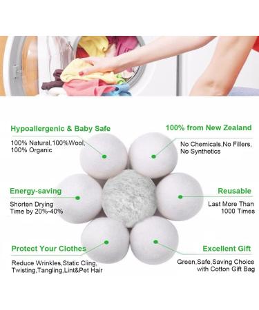 Wool Dryer Ball 6 PcsFelt Ball 2.75Inch Wool Natural Fiber Softener Wool Laundry Drying Ball for Bed Sheets Reducing Wrinkles and Drying time - Buy Online on GoSupps.com