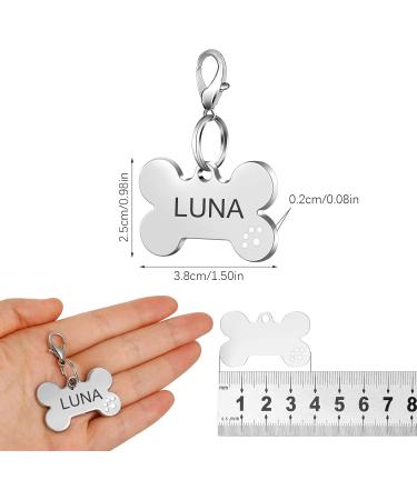 Nibana 2 Pack Personalized Pet ID Tags Dog Name Tags Engraved on Both Sides 4 Lines of Custom Text Paw Print Bone Pet Tag for Dogs Cats (White) - Buy Online on GoSupps.com