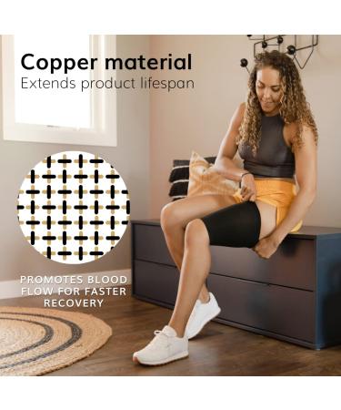 Compression Thigh Sleeve for Hamstring & Quadricep Support - Copper Men/Women - Injury Recovery Relief - Size Large - Buy Online on GoSupps.com