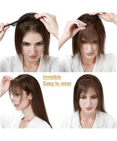 100% Human Hair REMY Air Fringe Clip In Side Thin HUMAN Hair Fringe (Dark Brown) - Buy Online on GoSupps.com