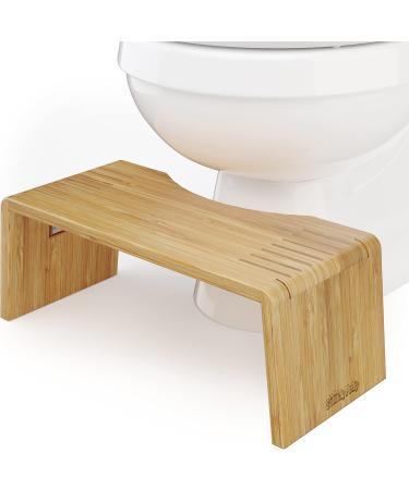 Squatty Potty Oslo Folding Bamboo Toilet Stool  7 Inches Collapsible Bathroom Stool for Kids and Adults, Brown