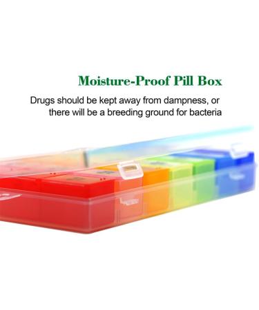 Inspirations 7-Day AM/PM Pill Organizer Box | Larger Compartments for Bigger Pills | 21 Compartments with Snap Lids - International Shipping Available - Buy Online on GoSupps.com
