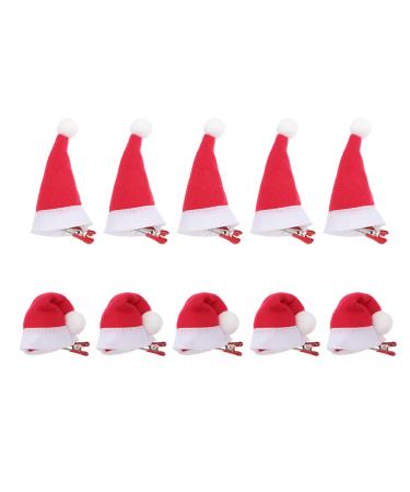 Lurrose 10pcs Mini Christmas Hat Santa Hat Hair Clips Hairpins Kids and Adults