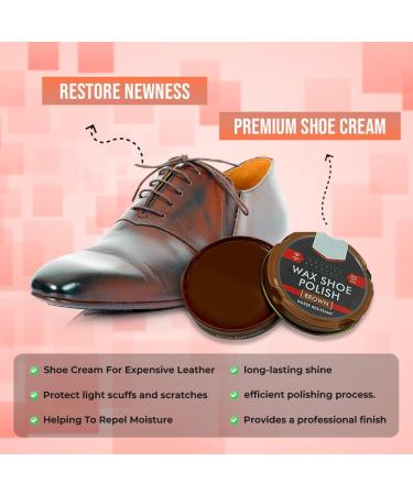 2 x Black Wax Shoe Polish 2 x Brown Wax Shoe Polish 50ML | Pack of 2 Each Water Resistant High Quality Smooth Shiny Polish Protection and Nourishing Shoe Care Cream Traditional Tin for Leather Shoes - Buy Online on GoSupps.com