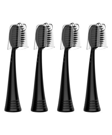 Replacement Toothbrush Heads for Burst (Charcoal Bristles 4 Count Black with Covers) Black (4 Count)