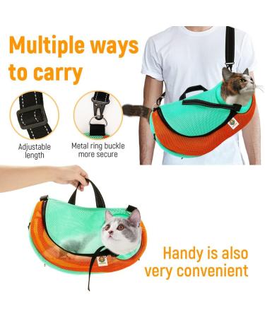 Adjustable Cat Grooming Bag | Anti-Scratch Sling for Bathing | Durable Mesh Restraint for Nail Trimming | Green - Buy Online on GoSupps.com
