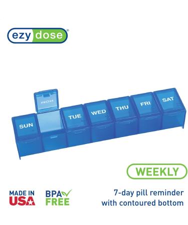 Ezy Dose Weekly Pill Organizer - Blue, Medium Compartments, Made in USA - Buy Online on GoSupps.com