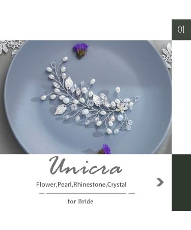 Unicra Bridal Wedding Hair Vine | Silver Pearl Hair Accessories | Elegant Headpiece for Women & Bridesmaids - Buy Online on GoSupps.com