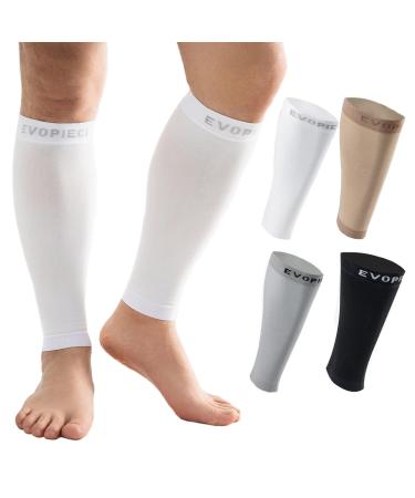 20-30mmHg 1 Pair Calf Compression Sleeve Men and Women Wide Brace for Leg Support Shin Splint Pain Relief White XX-Large