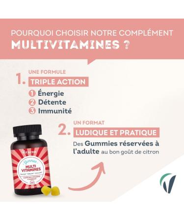 VITAVEA WELL-BEING - Adult Multivitamin Gummies - 11 Vitamins and Minerals - Fatigue Energy Immunity - Vitamin C Vitamin D Vitamin B12 Zinc - Lemon Flavor - 20 gummies - 20 days - Buy Online on GoSupps.com