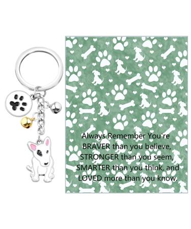 Ensianth Dog Keychain Gifts for Dog Lovers Puppy Keychain Dog Paw Print Keychain Gifts for Dog Owners Mom Dad Puppy Dog Keyring Bull Terrier