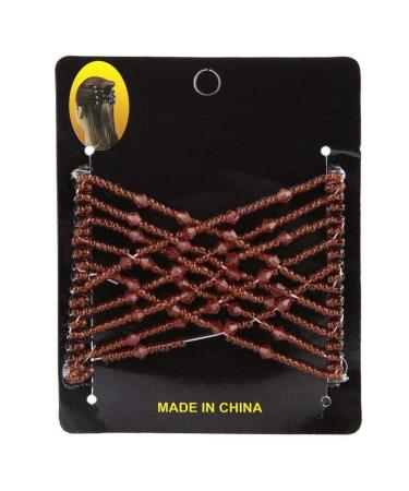 MOUMOUTEN Magic Hair Comb - Stretchable Beading Hair Slide Elastic Hair Comb Beading Hair Accessory for Weddings and Daily Use (Coffee)