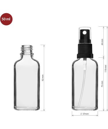 Handsunity 50ml Spray Glass Bottle Set - 88 Clear Glass Bottles with Black Atomizers & 5 Accessories - Perfect for Pharmacy Use - Buy Online on GoSupps.com