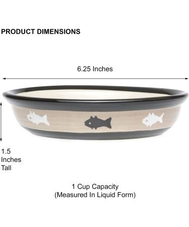 PetRageous 10070 Oval City Pets Stoneware Cat Bowl - 6.25 Wide, 1.5 Tall Saucer, 1-Cup Capacity, Dishwasher & Microwave Safe - Ideal for Cats - Black/Brown - Buy Online on GoSupps.com