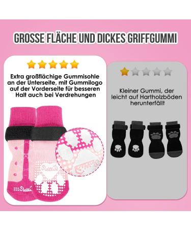 Slowton Anti-Slip Dog Socks - 2 Pairs Soft Adjustable Paw Protection for Small Medium Large Dogs - Ideal for Hardwood Floors - Rose Red - Buy Online on GoSupps.com