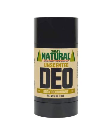 Sam s Natural Deodorant - Unscented - Holiday Gifts - Stocking Stuffers - Aluminum Free DEO - No phthalates parabens sulfates or dyes - For Men Women Unisex - Vegan Cruelty Free - 3 oz