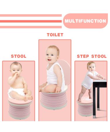 Portable Travel Potty Seat for Kids with Cleaning Bags - Foldable Toddler Potty for Car, Picnics, Camping - Indoor/Outdoor Training Toilet - Baby Pink - Buy Online on GoSupps.com