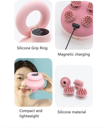 Portable Electric Scalp Massager - Waterproof Magnetic Charging 4 Claws 2 Steps - Relaxation for Head Neck Body (Pink) - Buy Online on GoSupps.com