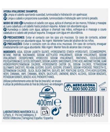 Pack 2 Shampoing 400 ml et Mask Apr s-shampooing 200 ml Hydra Hyaluronic cheveux normaux secs avec acide hyaluronique niacinamide et provitamine B5. Paquet 1 x 400 ml et 1 x 200 ml Deliplus - Buy Online on GoSupps.com