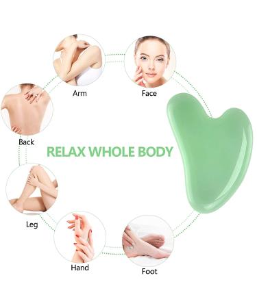 Gua Sha Tool Scraping Massage Set for Face and Body - Anti Aging Trigger Point Treatment for SPA Acupuncture Therapy - Stress Relief and Muscle Release - 2 Pack (Light Green) - Buy Online on GoSupps.com