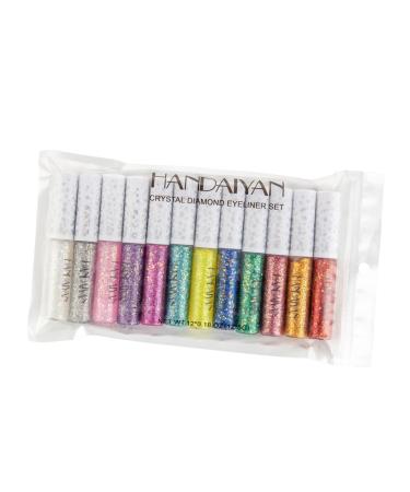 IWOWHERO 12pcs Liquid Eyeliner Eye Shadow Eyeshadow Shinny Eyeliner Glitter Eyeliner