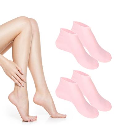 Yolev 2 Pairs Silicone Moisturizing Foot Socks Soft Silicone Socks Anti Slip Gel Spa Socks Women Foot Care Spa Pedicure Silicone Socks for Cracked Heel and Softening Rough Skin Calluses