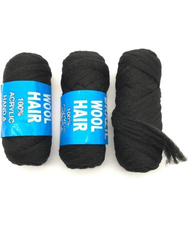 Omoge Hair Ltd 100g Big Roll Brazilian Wool Hair Acylic Yarn For African Crochet Braids Extensions Faux Locs 3 Rolls Natural Black Colour 1b Black Wool For Hair Synthetic Fiber Hair Extensions - Buy Online on GoSupps.com