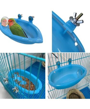 Bird Bath Cage Accessory with Hanging Mirror - Small Pet Water Shower and Feeder for Parakeets, Cockatiels, and Budgies - Buy Online on GoSupps.com