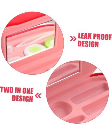 Partykindom Double-Layer Glasses & Contact Lens Case Kit - Travel Leather PU Violet Red 16.5x7x5.5cm - Buy Online on GoSupps.com