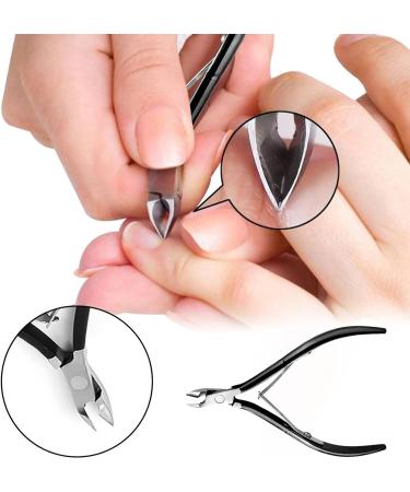 KMZ Cuticle Nippers Stainless Steel Professional Cuticle Cutter Trimmers Cuticle Cutters with Double Spring Manicure Pedicure Tool for Home and Salon (Black) - Buy Online on GoSupps.com