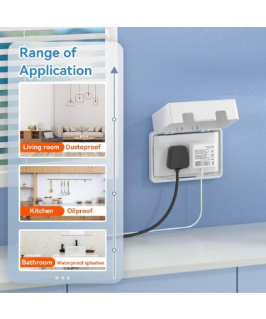 SAFELON UK Socket Cover Box - Childproof Electrical Outlet & Plug Cover with Waterproof Switch Protector Cover for Home Safety (Double White) - Buy Online on GoSupps.com