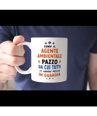 MUGFFINS Environmental Agent Man Mug - in Italian - Tutti ti Hanno messo in Guardia - Funny Gift for Colleagues - Ceramic 11oz Mug Agente Ambientale_masc - Buy Online on GoSupps.com