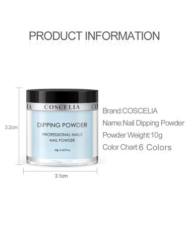 COSCELIA Dip Powder Set - 6 Premium Colors (Yellow Red Silver Gold) - 10g Each - Perfect for Professional Nail Art | Fast International Shipping - Buy Online on GoSupps.com