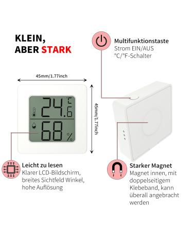 Mini Digital Hygrometer & Room Thermometer - Accurate Humidity & Temperature for Baby Rooms Greenhouses & Reptile Tanks (White 1 Pack) - Buy Online on GoSupps.com