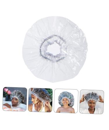 FOMIYES Transparent Shower Cap for Men and Women - Reusable Elastic Hair Cover for Bath and Salon - 38x38cm - Buy Online on GoSupps.com