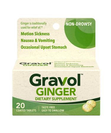 Gravol Ginger Tablets for Upset Stomach and Nausea 20ct